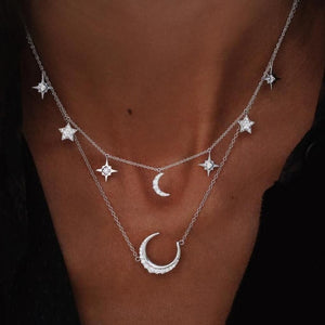 Bohemian Multi Layered Necklace for Women Vintage Portrait Coin Star Moon Pendant Necklace Geometric Collier Collares