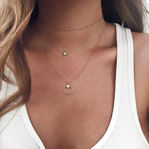 Bohemian Multi Layered Necklace for Women Vintage Portrait Coin Star Moon Pendant Necklace Geometric Collier Collares