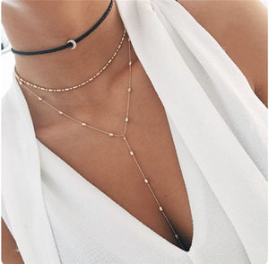 Bohemian Multi Layered Necklace for Women Vintage Portrait Coin Star Moon Pendant Necklace Geometric Collier Collares